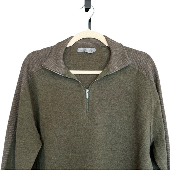 Smartwool Men’s 1/4 Zip Pullover Sweater Olive Green Large Outdoor Hiking Active - Picture 2 of 7